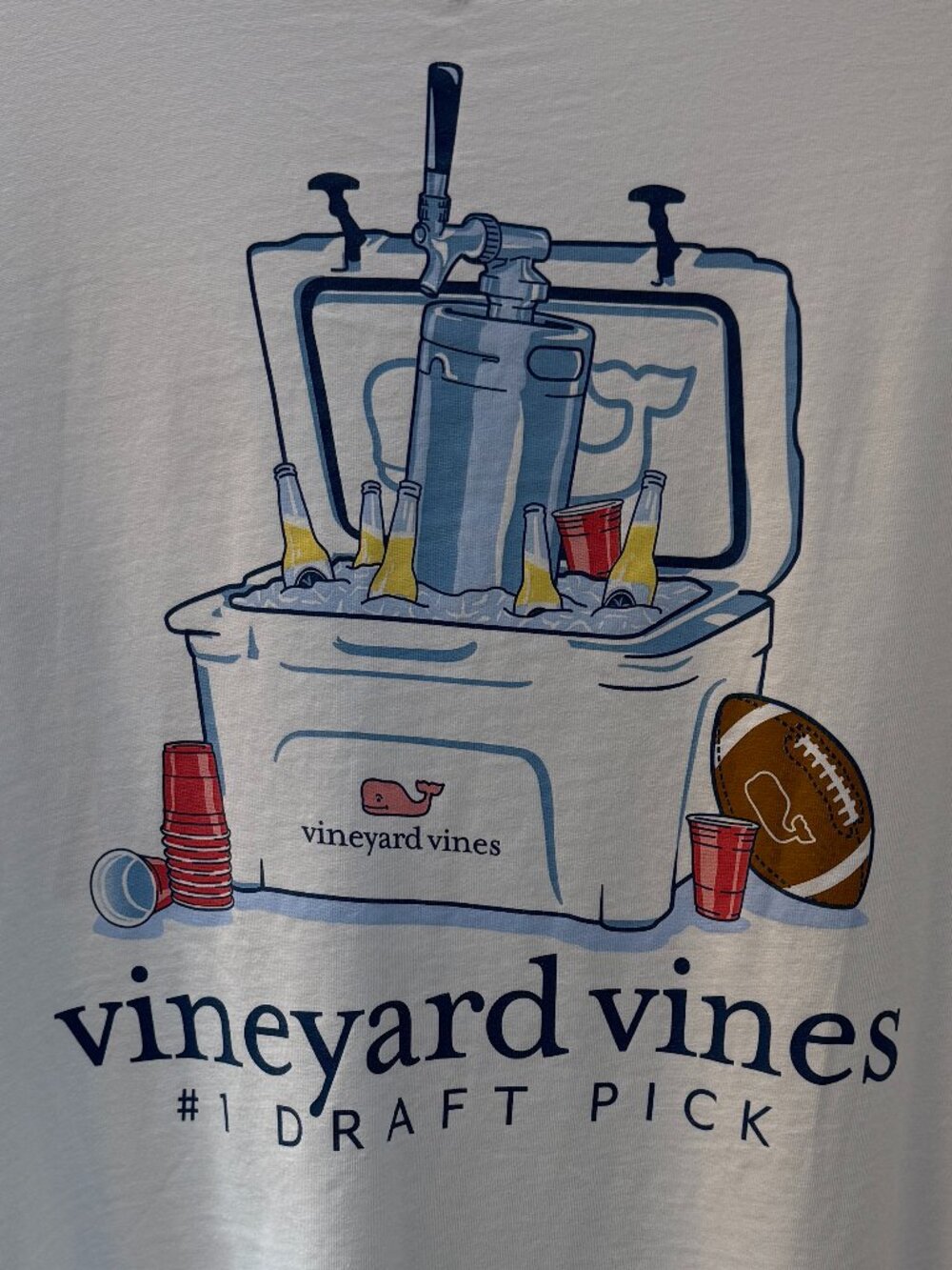 Vineyard Vines #1 Draft Pick Long Sleeve T-Shirt White Pocket Size Medium - Picture 2 of 6